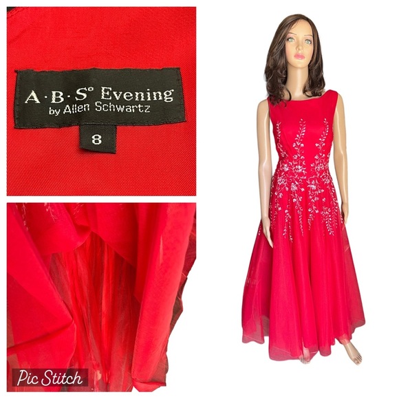 A.B.S Evening by Allen Schwartz red dress size 8 - Picture 1 of 11